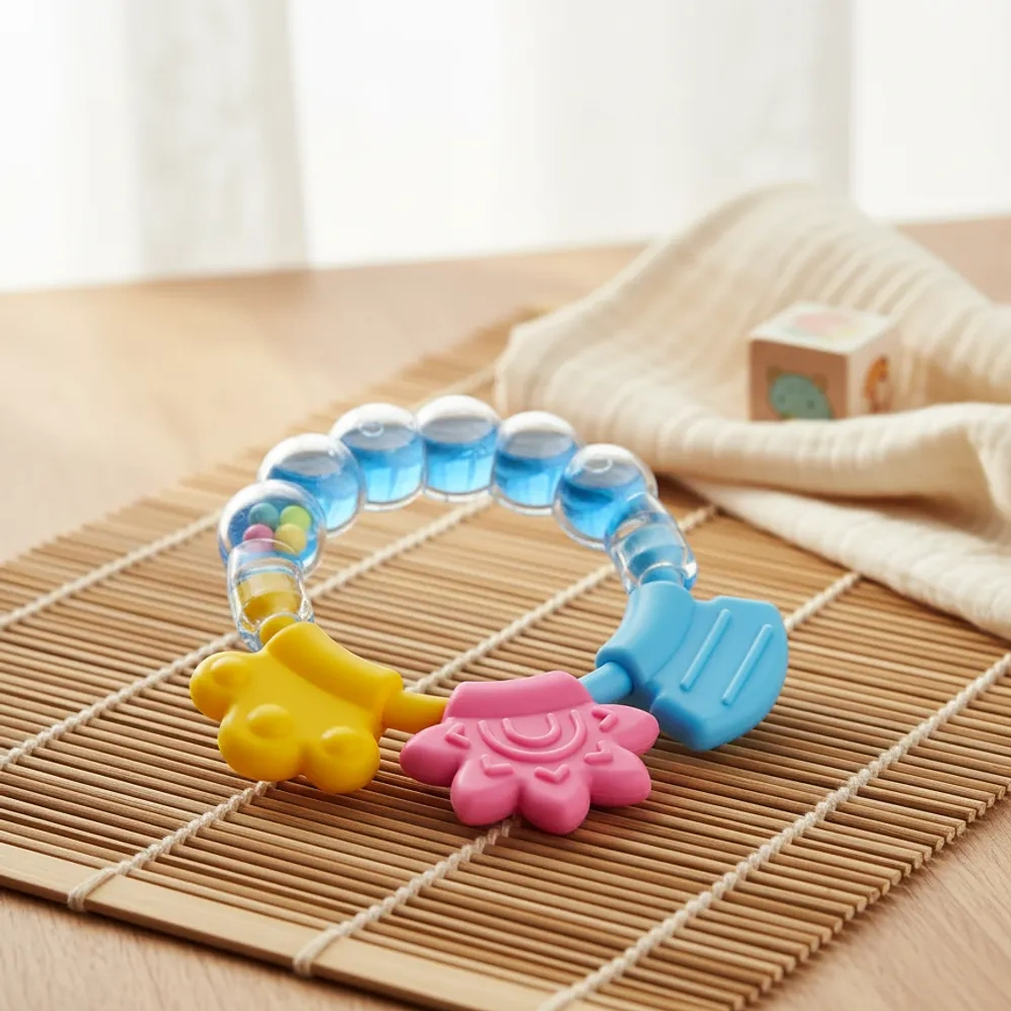 Mordedor de Silicona para Bebé con Sonajero y Libre de BPA BlueKids  3