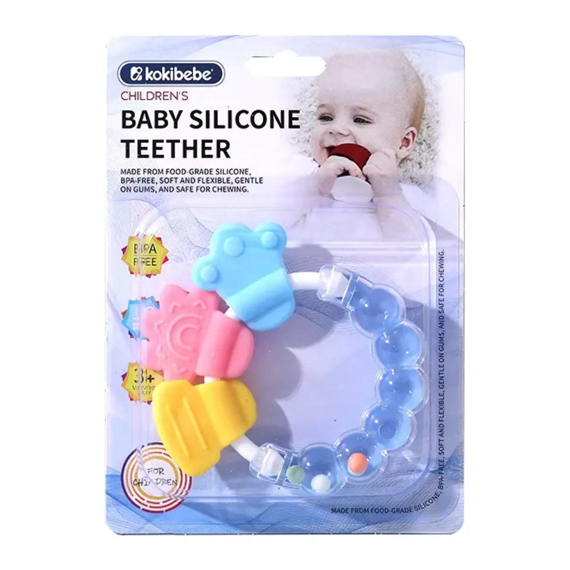 Mordedor de Silicona para Bebé con Sonajero y Libre de BPA BlueKids  6