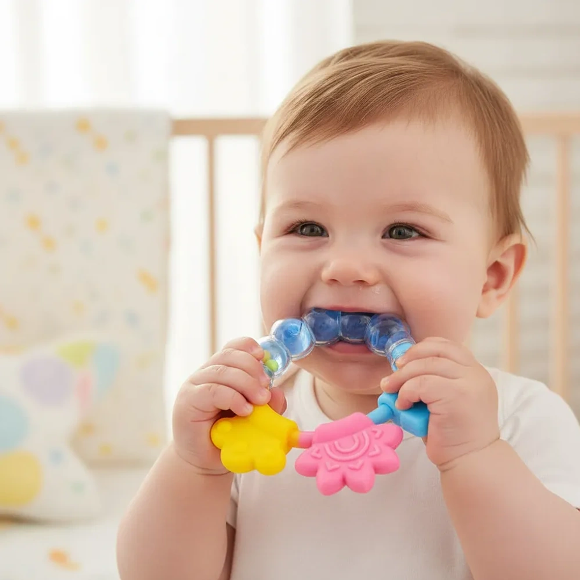 Mordedor de Silicona para Bebé con Sonajero y Libre de BPA BlueKids  7