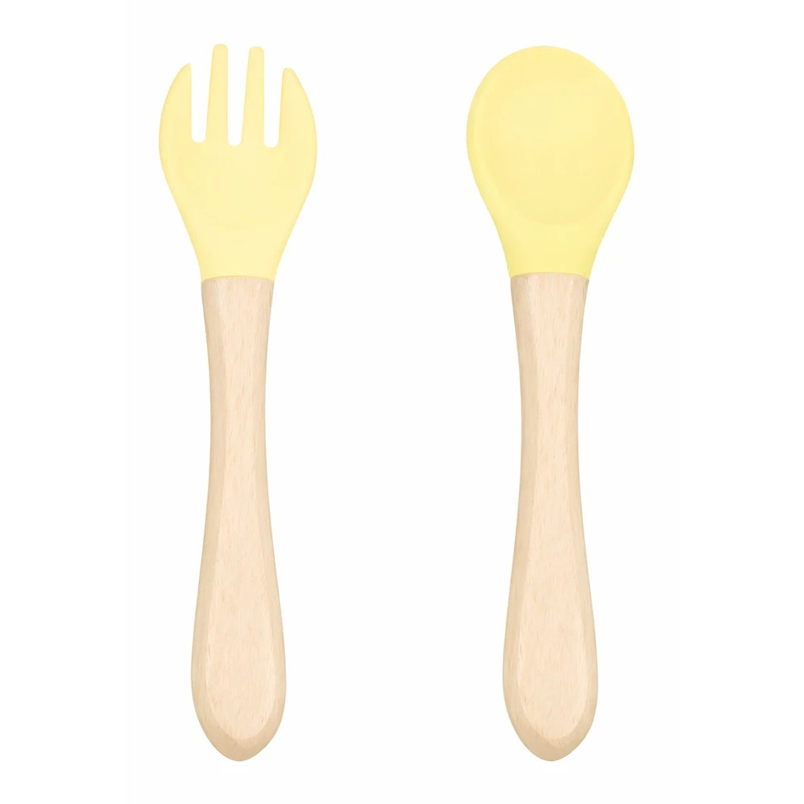 Set Cubiertos Bebé Silicona BLW con Mango de Madera y Estuche Bluekids  2