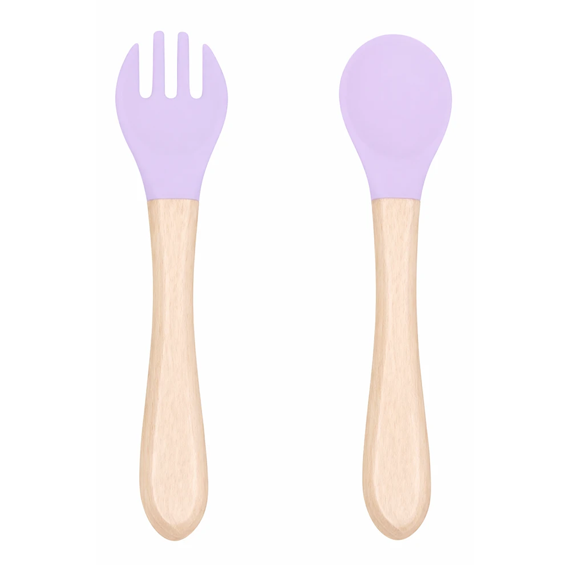 Set Cubiertos Bebé Silicona BLW con Mango de Madera y Estuche Bluekids  5