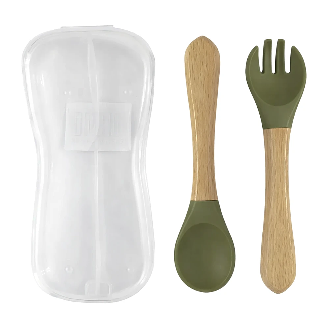 Set Cubiertos Bebé Silicona BLW con Mango de Madera y Estuche Bluekids  1