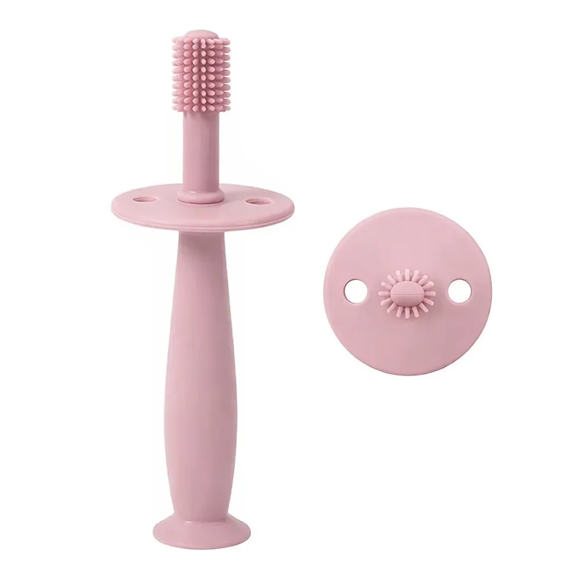 Cepillo de Dientes de Silicona para Bebés con Estuche en Azul y Rosado  2