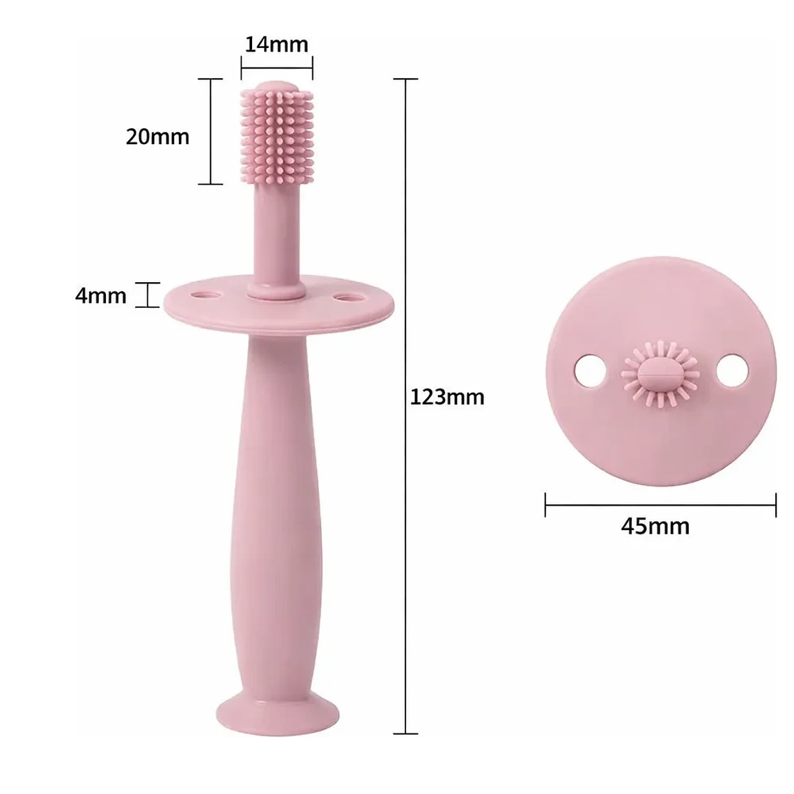 Cepillo de Dientes de Silicona para Bebés con Estuche en Azul y Rosado  3