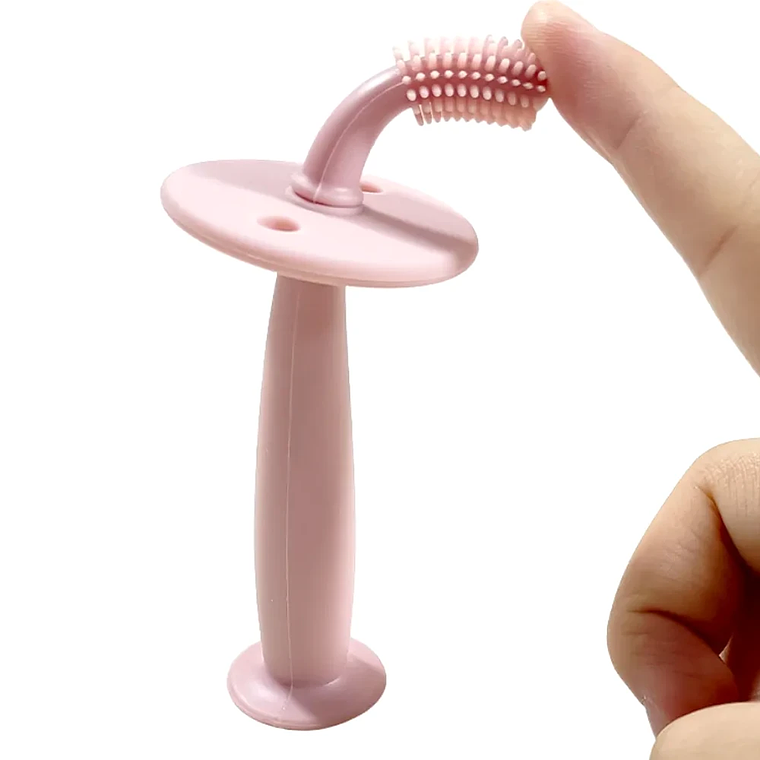 Cepillo de Dientes de Silicona para Bebés con Estuche en Azul y Rosado  4