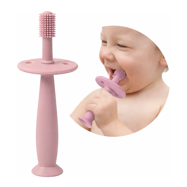 Cepillo de Dientes de Silicona para Bebés con Estuche en Azul y Rosado  6