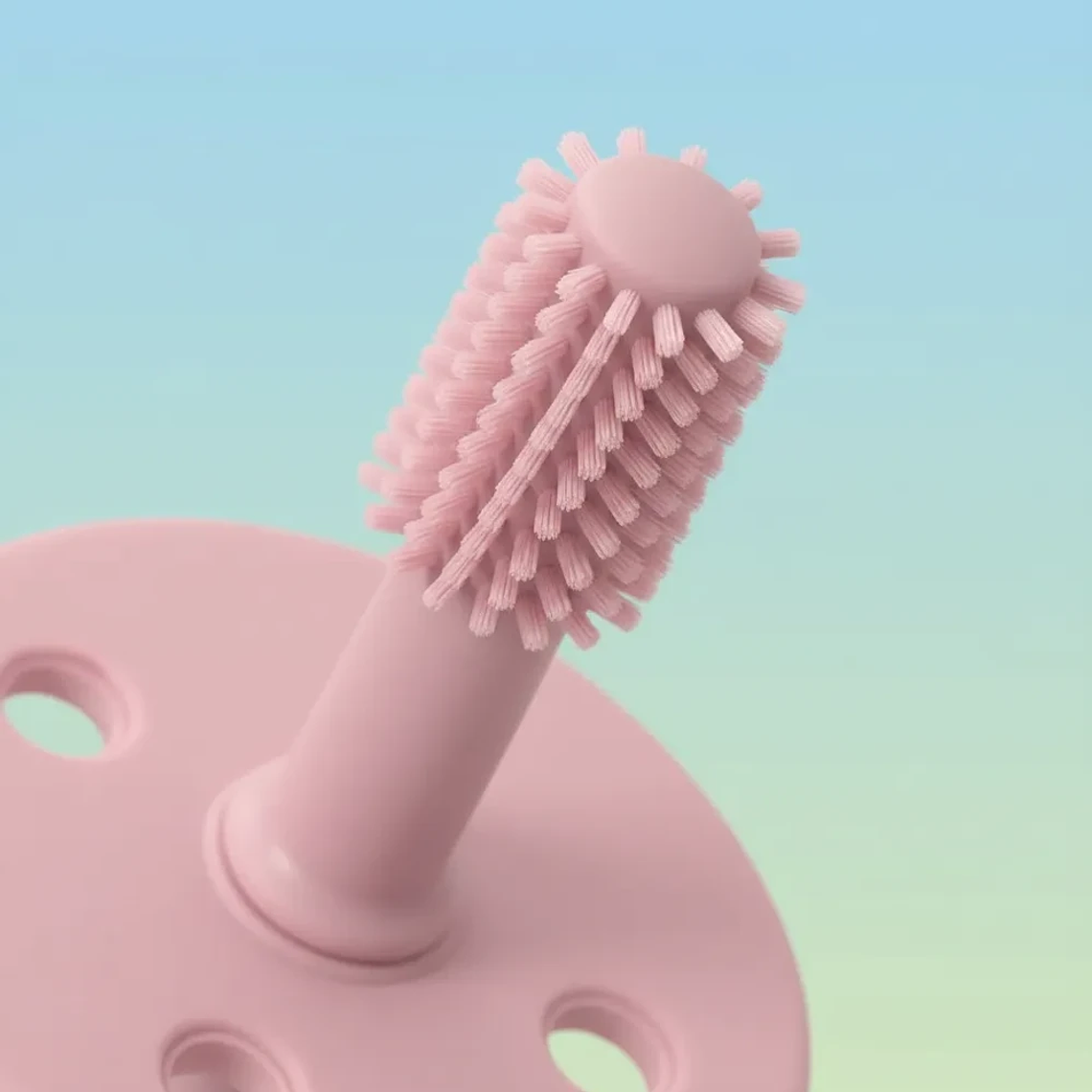 Cepillo de Dientes de Silicona para Bebés con Estuche en Azul y Rosado  7