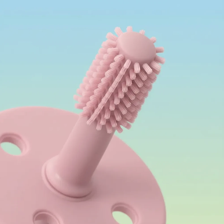 Cepillo de Dientes de Silicona para Bebés con Estuche en Azul y Rosado  7