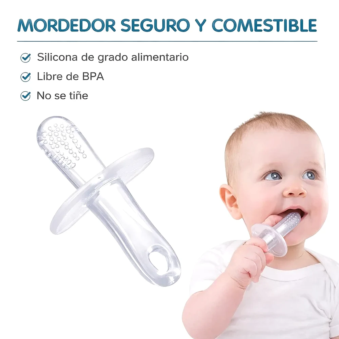 Mordedor de Silicona Masajeador de Encías con Barrera de Seguridad BlueKids  5
