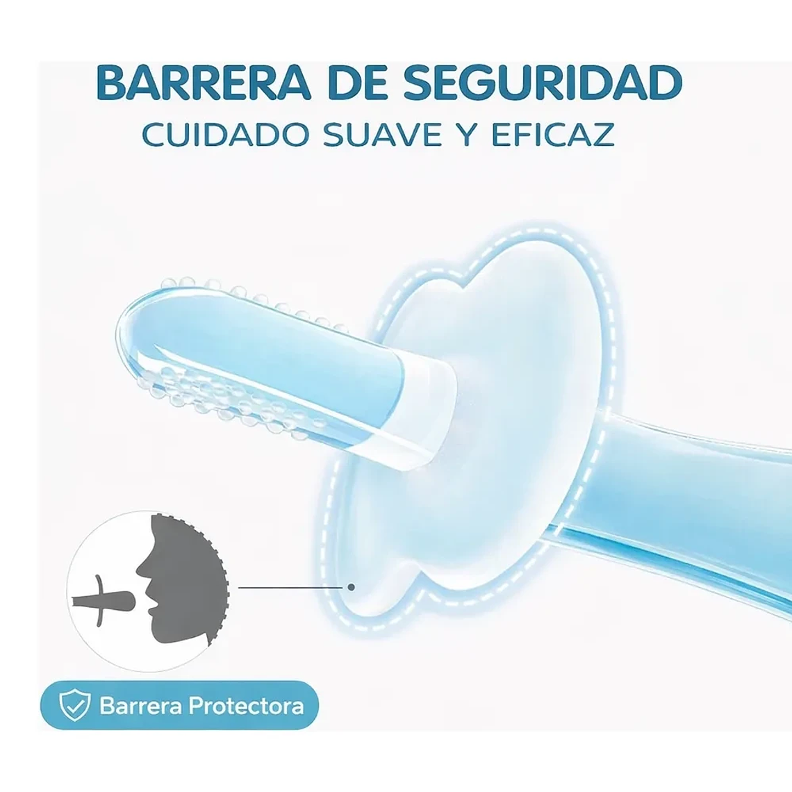 Mordedor de Silicona Masajeador de Encías con Barrera de Seguridad BlueKids  7