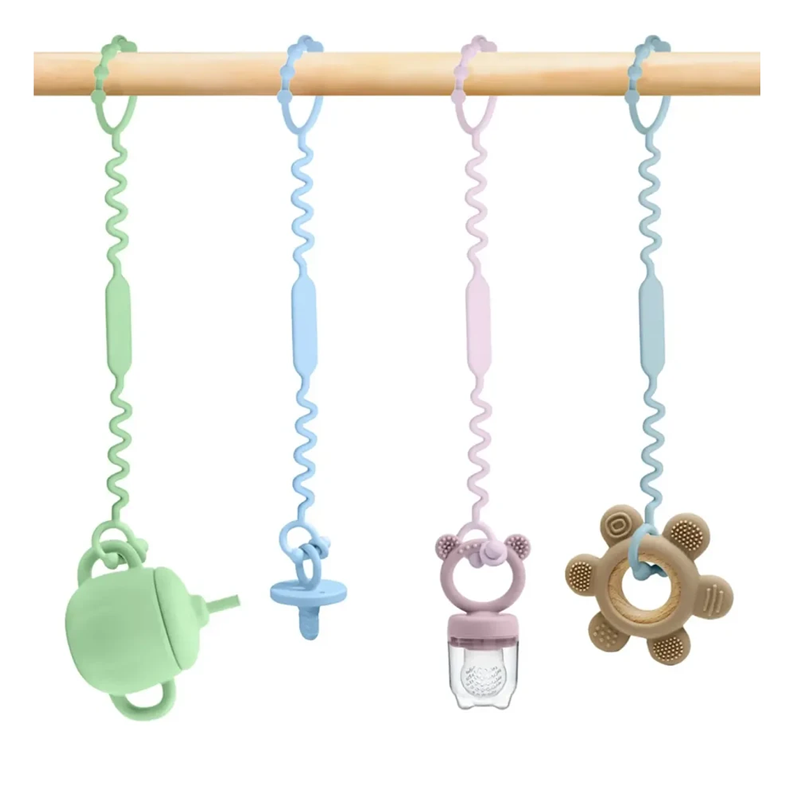 Cadena Espiral Silicona para Bebé  Porta Chupetes y Juguetes  Libre de BPA  9