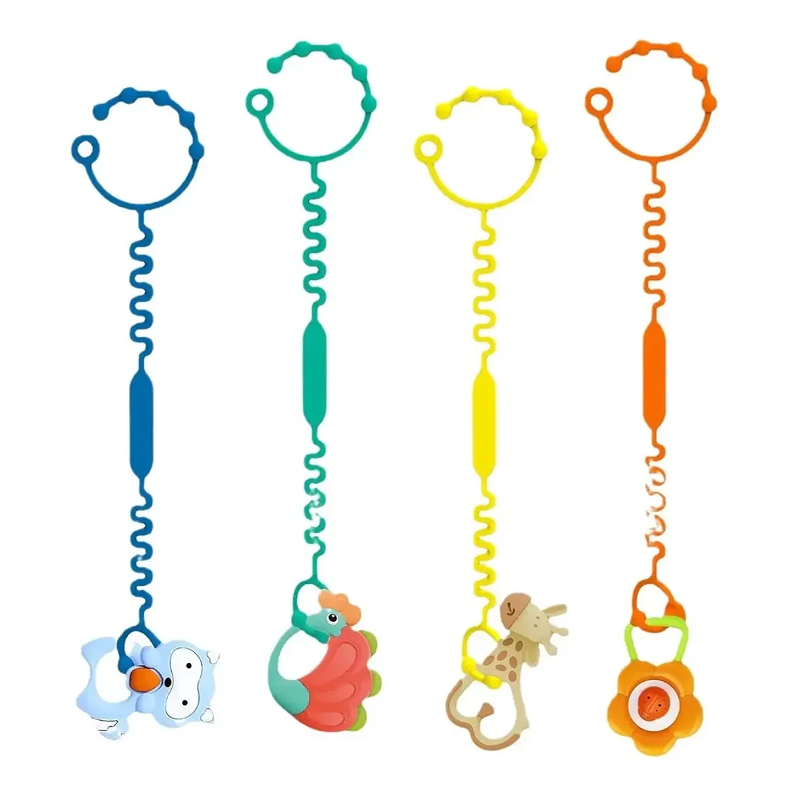 Cadena Espiral Silicona para Bebé  Porta Chupetes y Juguetes  Libre de BPA  2