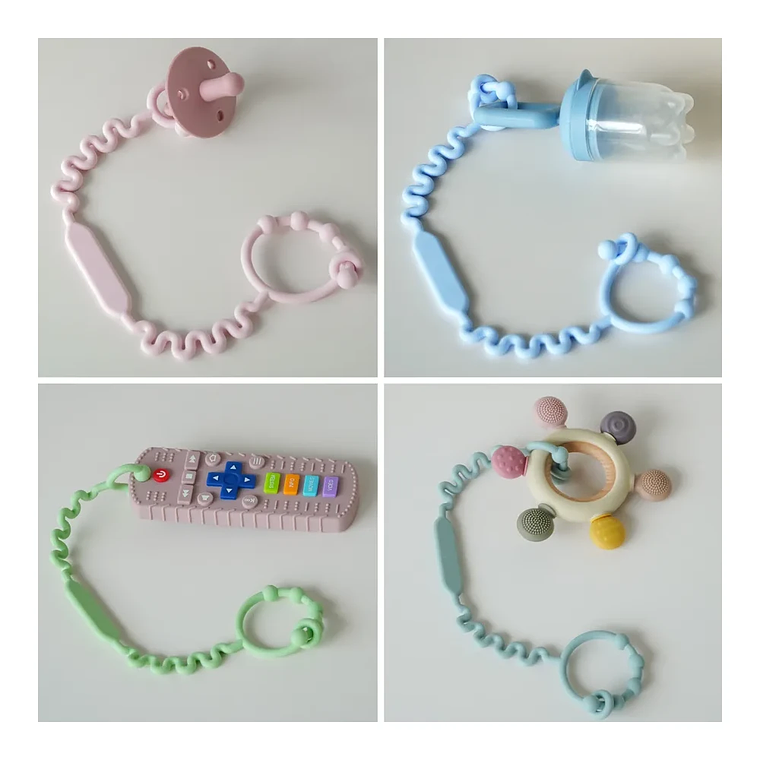 Cadena Espiral Silicona para Bebé  Porta Chupetes y Juguetes  Libre de BPA  10
