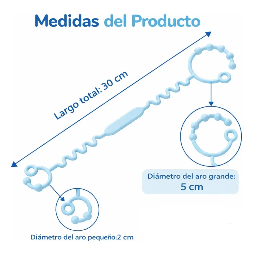 Cadena Espiral Silicona para Bebé  Porta Chupetes y Juguetes  Libre de BPA  11