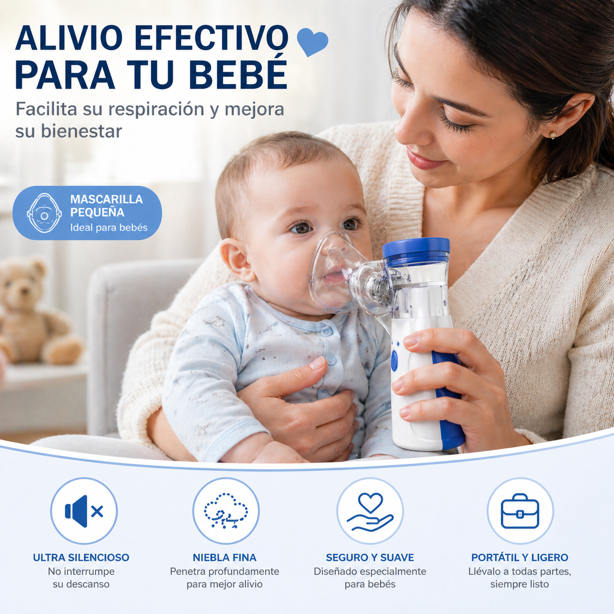Nebulizador Portátil Inalámbrico | Silencioso y Recargable USB | Chile 6