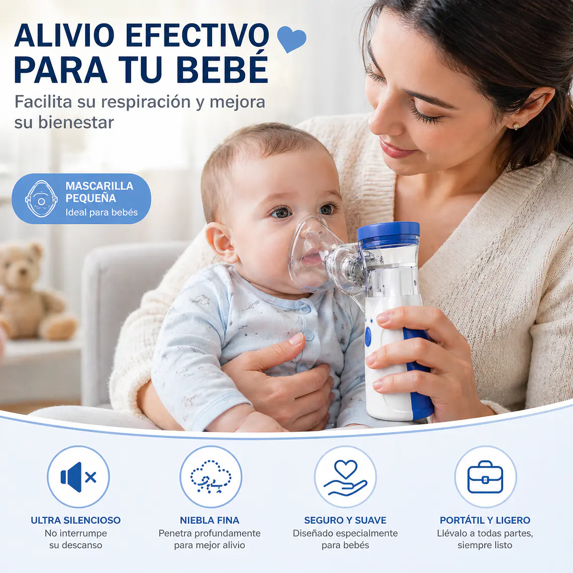 Nebulizador Portátil Inalámbrico | Silencioso y Recargable USB | Chile 6