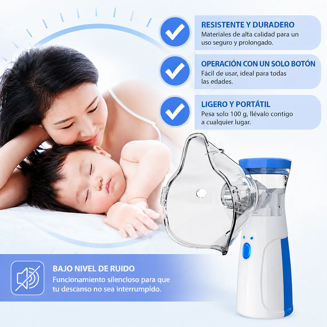 Nebulizador Portátil Inalámbrico | Silencioso y Recargable USB | Chile 8