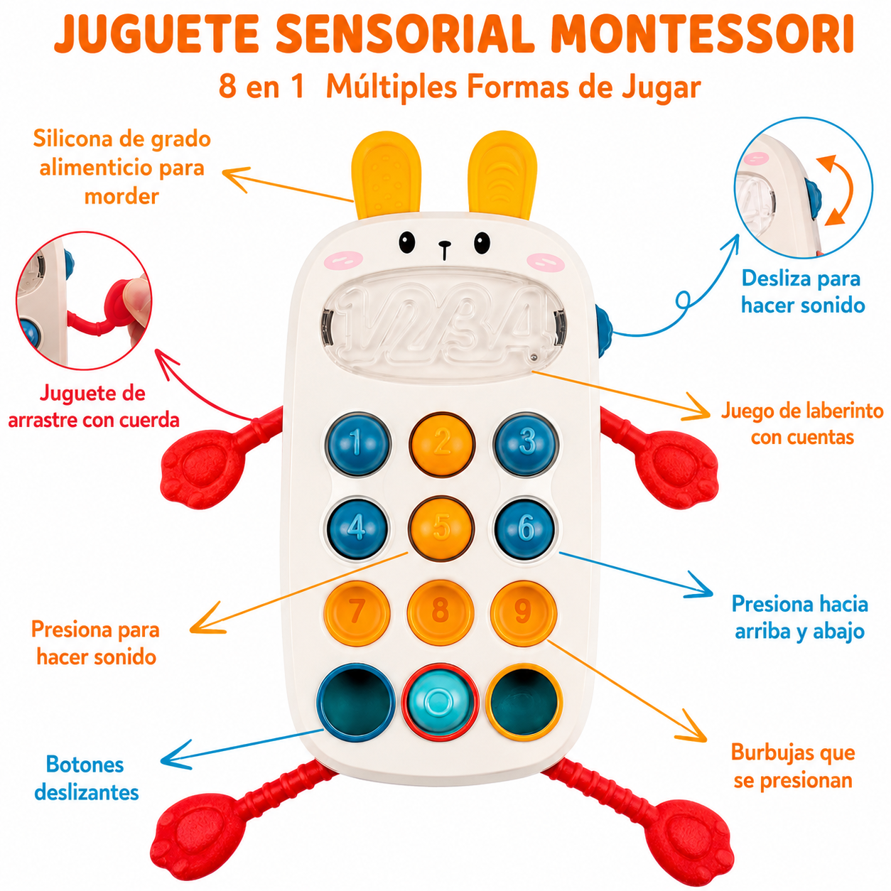 Teléfono Didáctico para Bebé y Juguete Sensorial Montessori 7