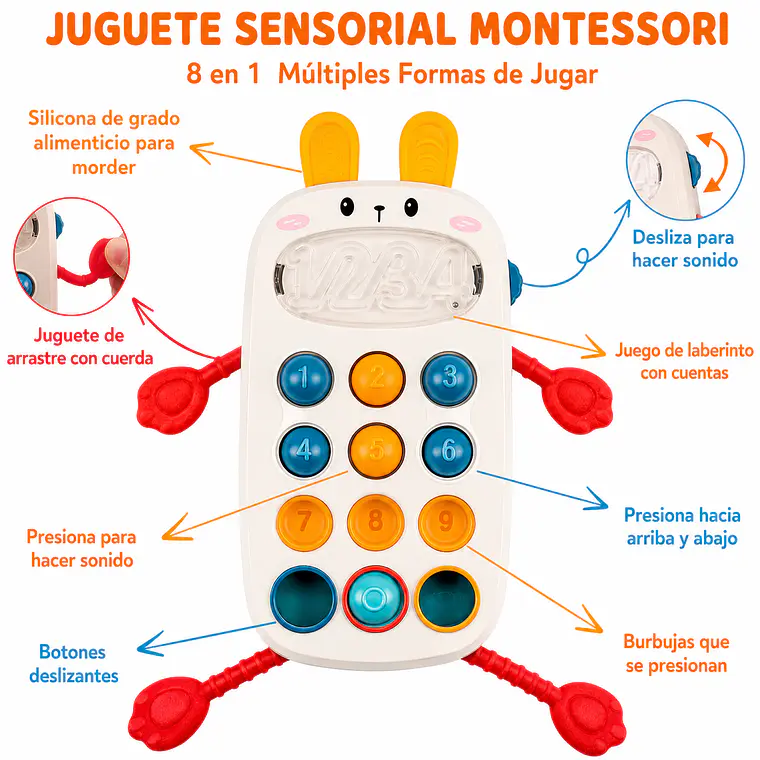 Teléfono Didáctico para Bebé y Juguete Sensorial Montessori 7
