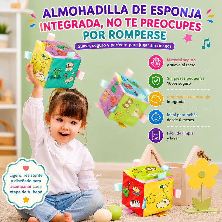 Cubo Didáctico Musical 6 en 1 para Bebés con Luces y Sonidos Montessori 8