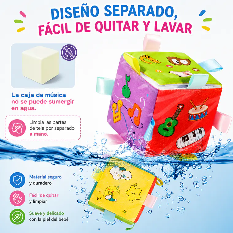 Cubo Didáctico Musical 6 en 1 para Bebés con Luces y Sonidos Montessori 9