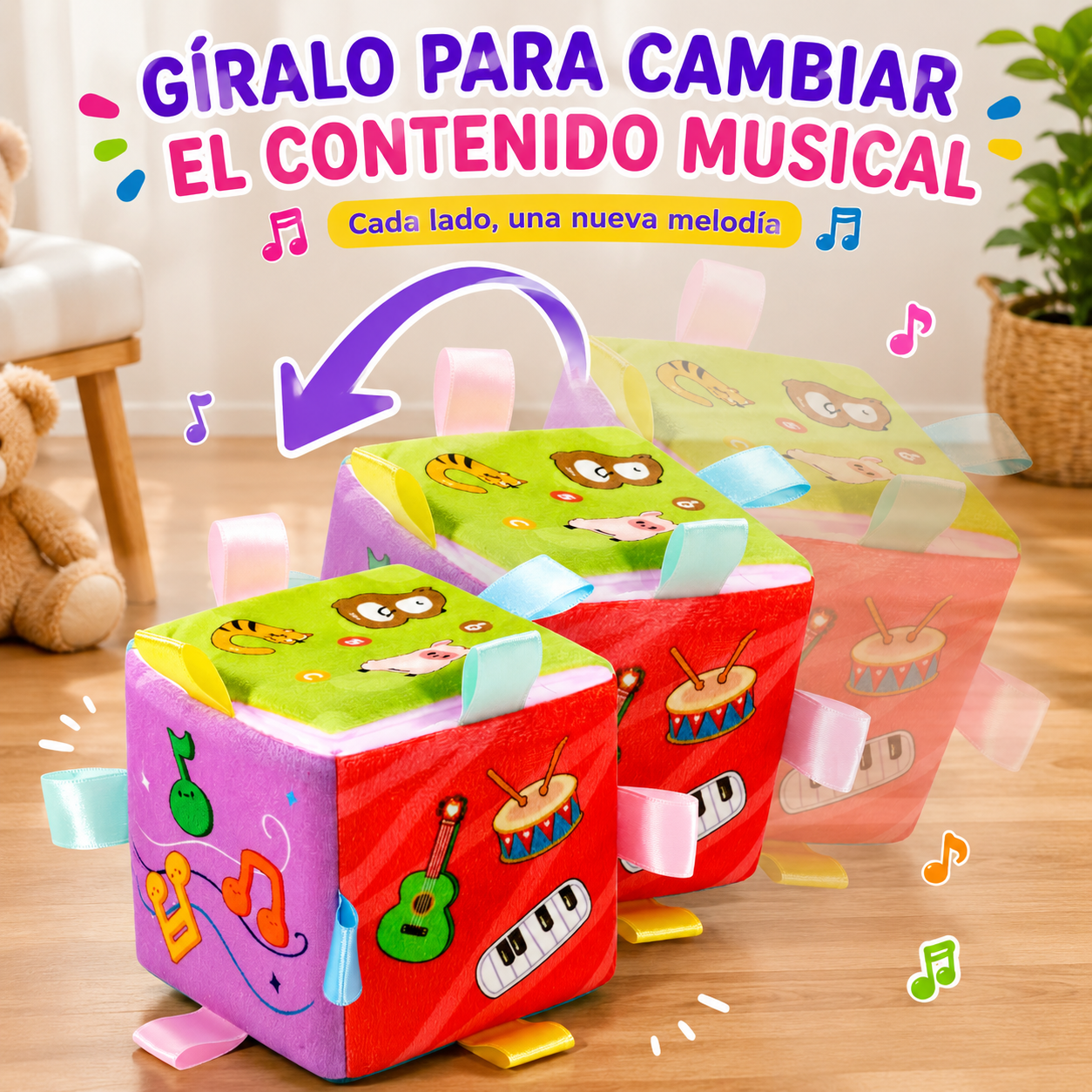 Cubo Didáctico Musical 6 en 1 para Bebés con Luces y Sonidos Montessori 10