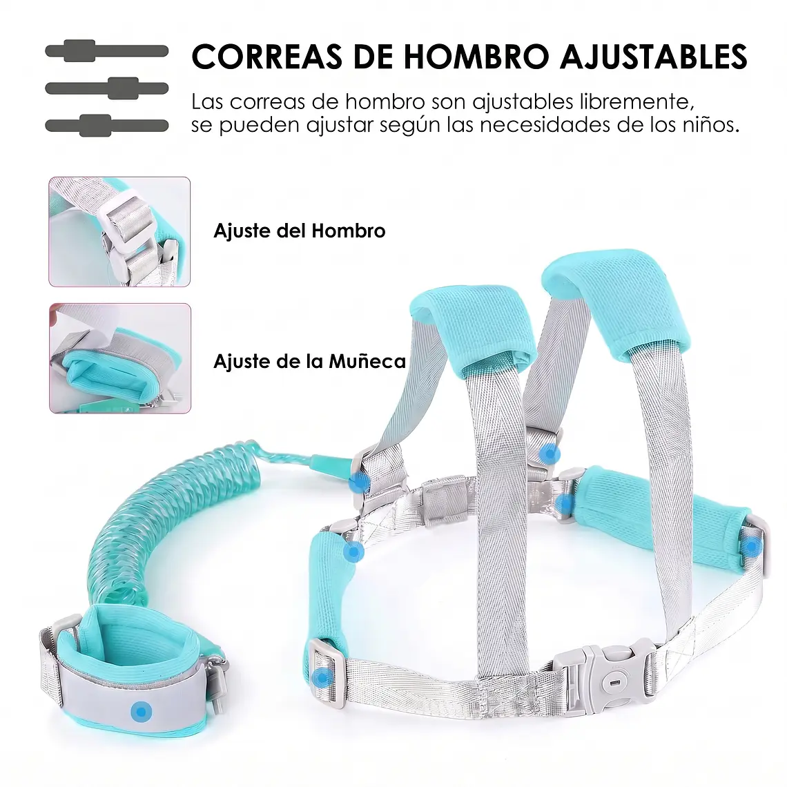Arnés Correa de Seguridad Anti Pérdida para Niños y Pulsera Ajustable 4