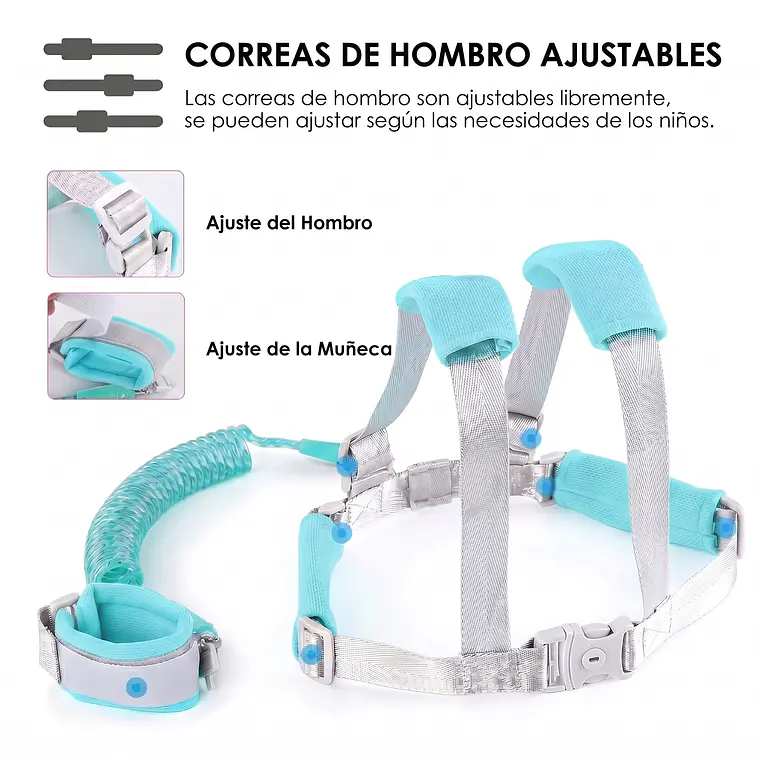 Arnés Correa de Seguridad Anti Pérdida para Niños y Pulsera Ajustable 4