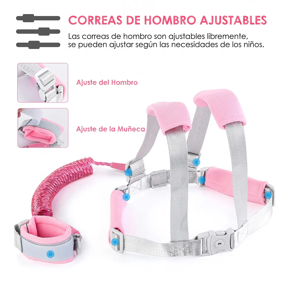 Arnés Correa de Seguridad Anti Pérdida para Niños y Pulsera Ajustable 9