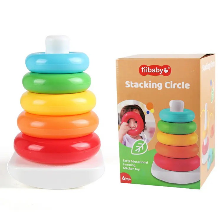 Torre de Aros Apilables Didáctica para Bebés Juguete de Estimulación Temprana 1