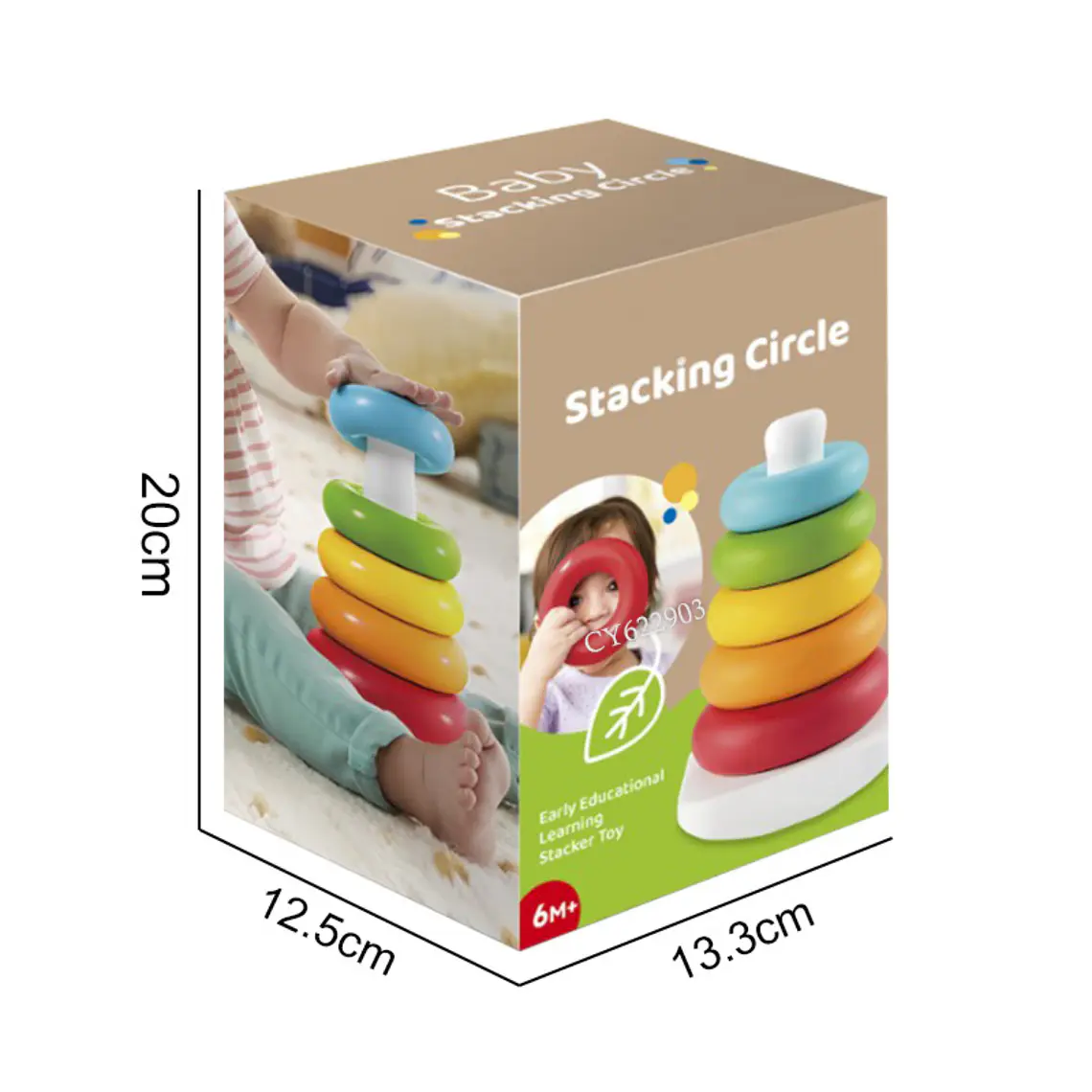 Torre de Aros Apilables Didáctica para Bebés Juguete de Estimulación Temprana 4