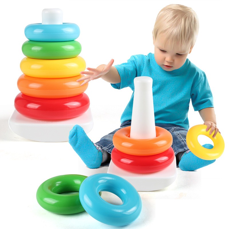 Torre de Aros Apilables Didáctica para Bebés Juguete de Estimulación Temprana 6