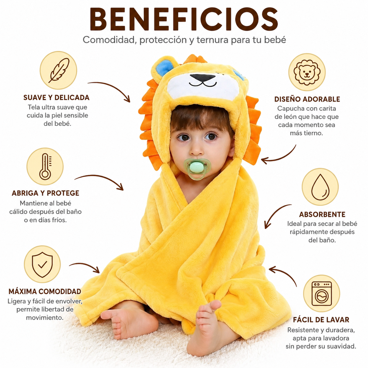 Frazada Manta para Bebé con Capucha de Animales Extra Suave 2