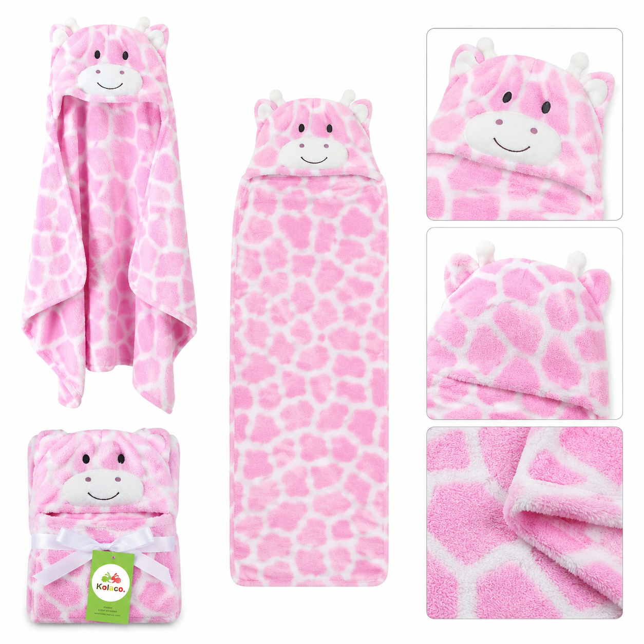 Frazada Manta para Bebé con Capucha de Animales Extra Suave 8
