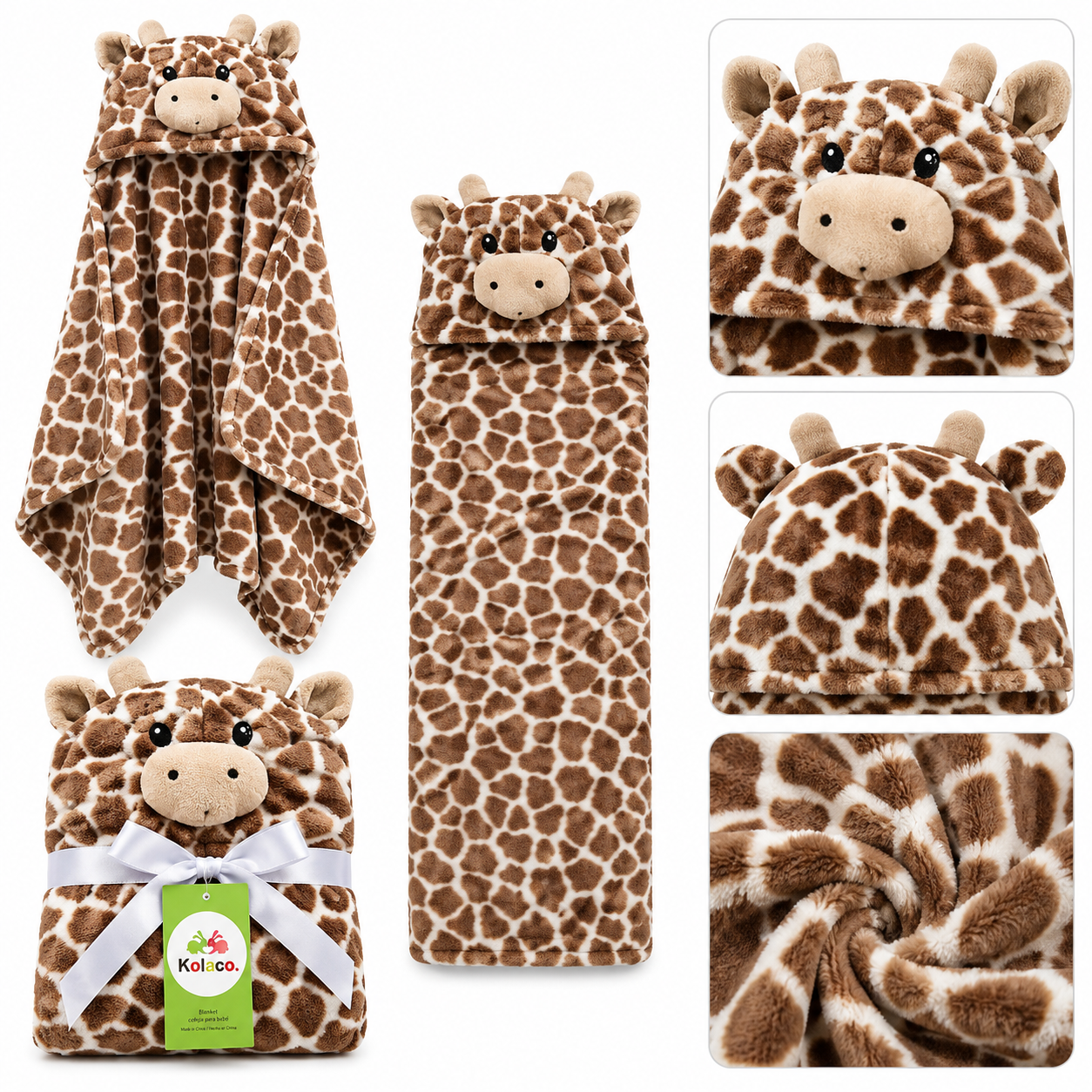 Frazada Manta para Bebé con Capucha de Animales Extra Suave 9