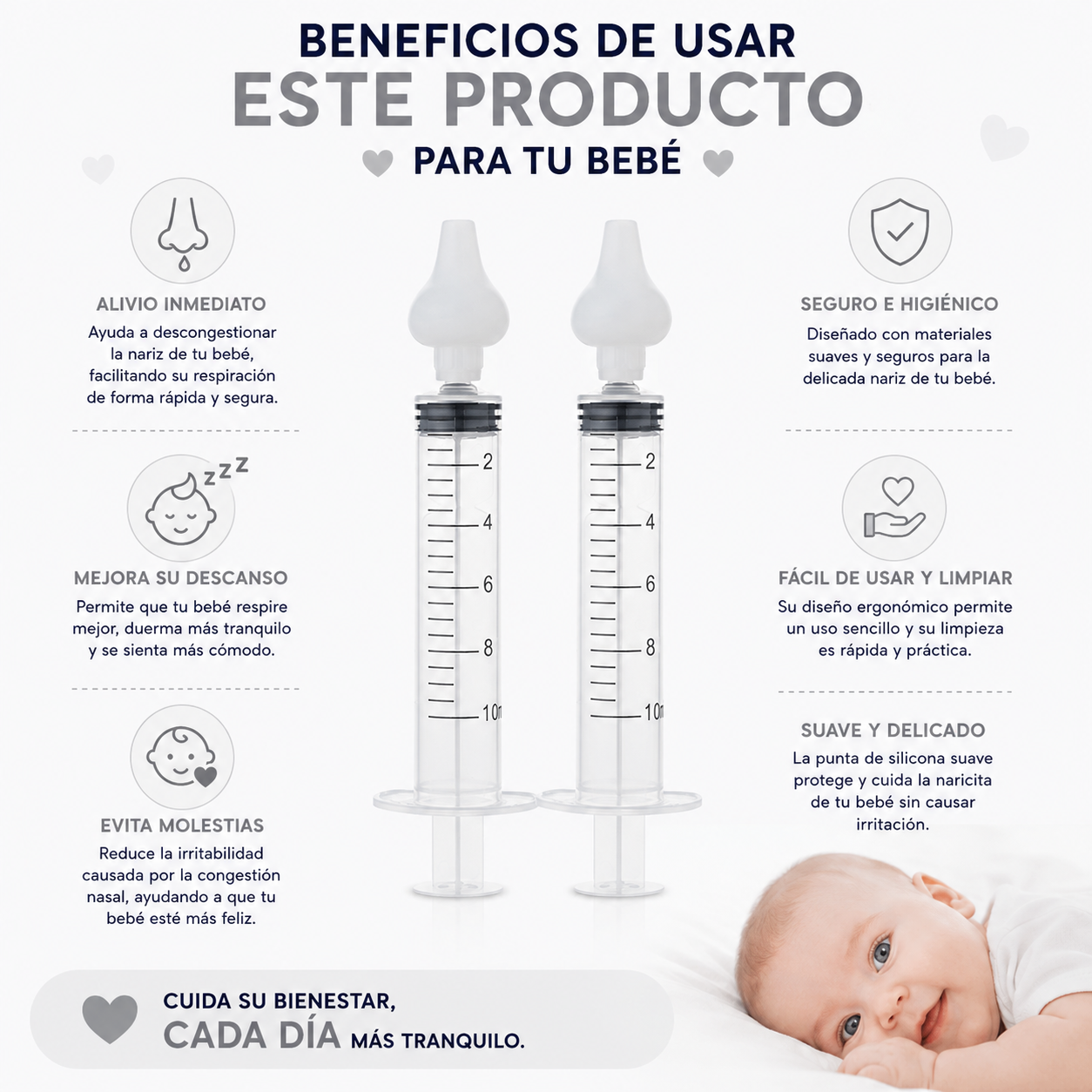 Jeringa Lavado Nasal Bebé 10ml Boquilla Suave Pack 2 | Bluekids  12