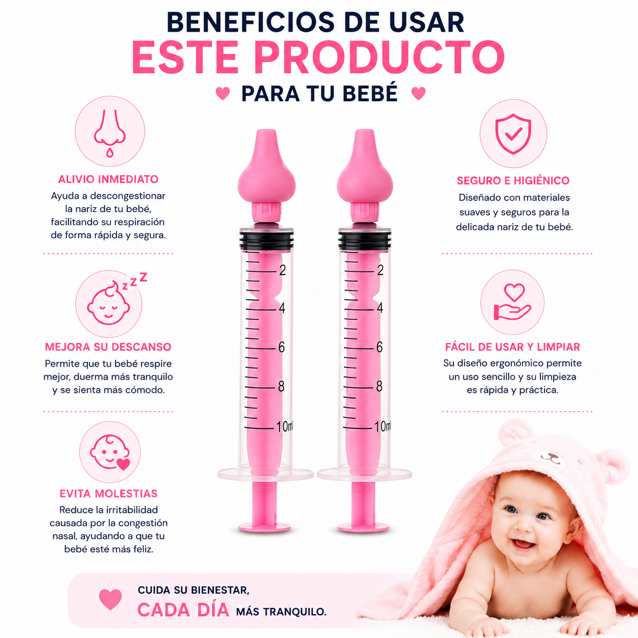 Jeringa Lavado Nasal Bebé 10ml Boquilla Suave Pack 2 | Bluekids  8
