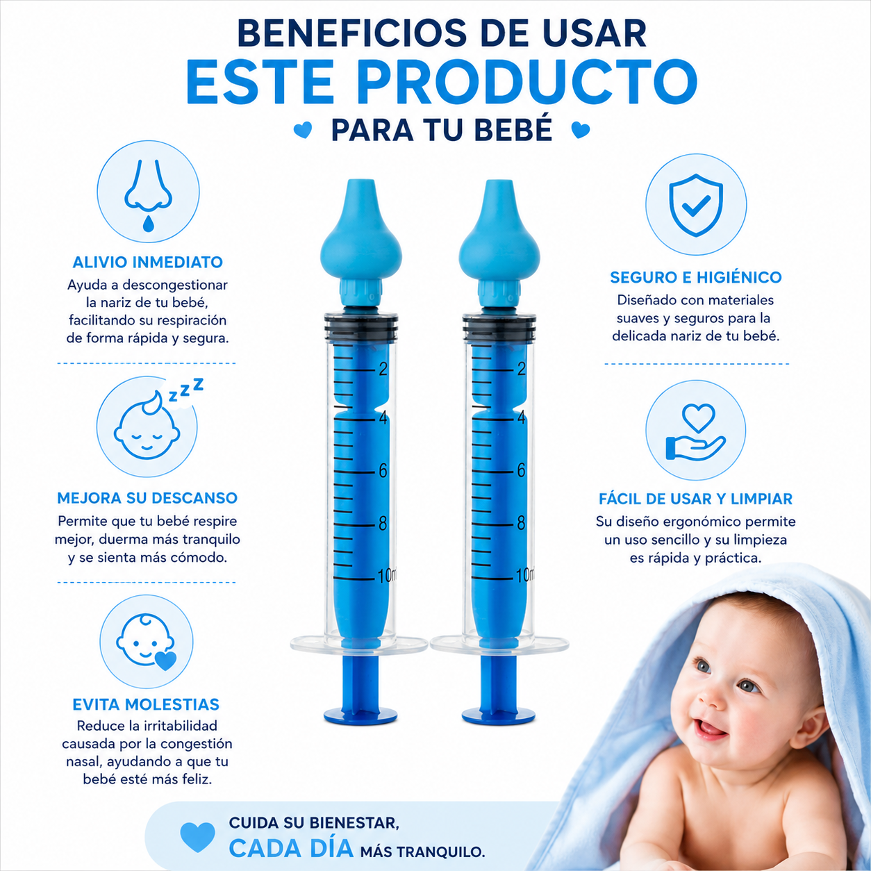 Jeringa Lavado Nasal Bebé 10ml Boquilla Suave Pack 2 | Bluekids  4
