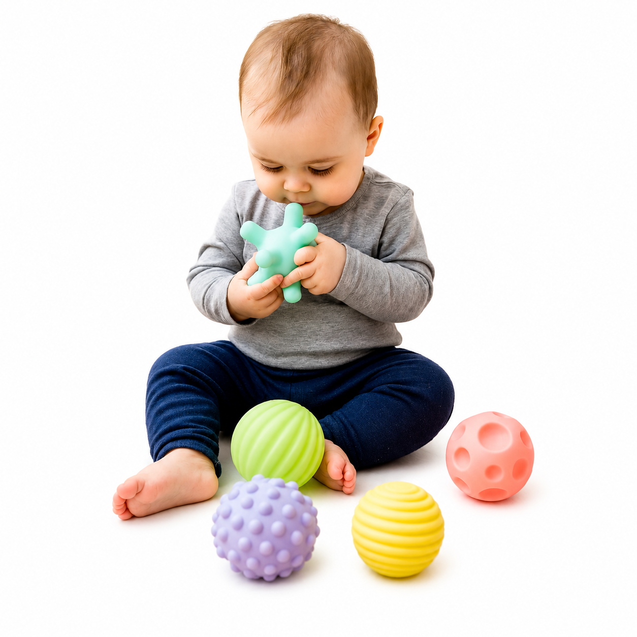 Pelotas Sensoriales Texturizadas para Bebés  Set de 6 Soft Balls Estimulación Temprana 5