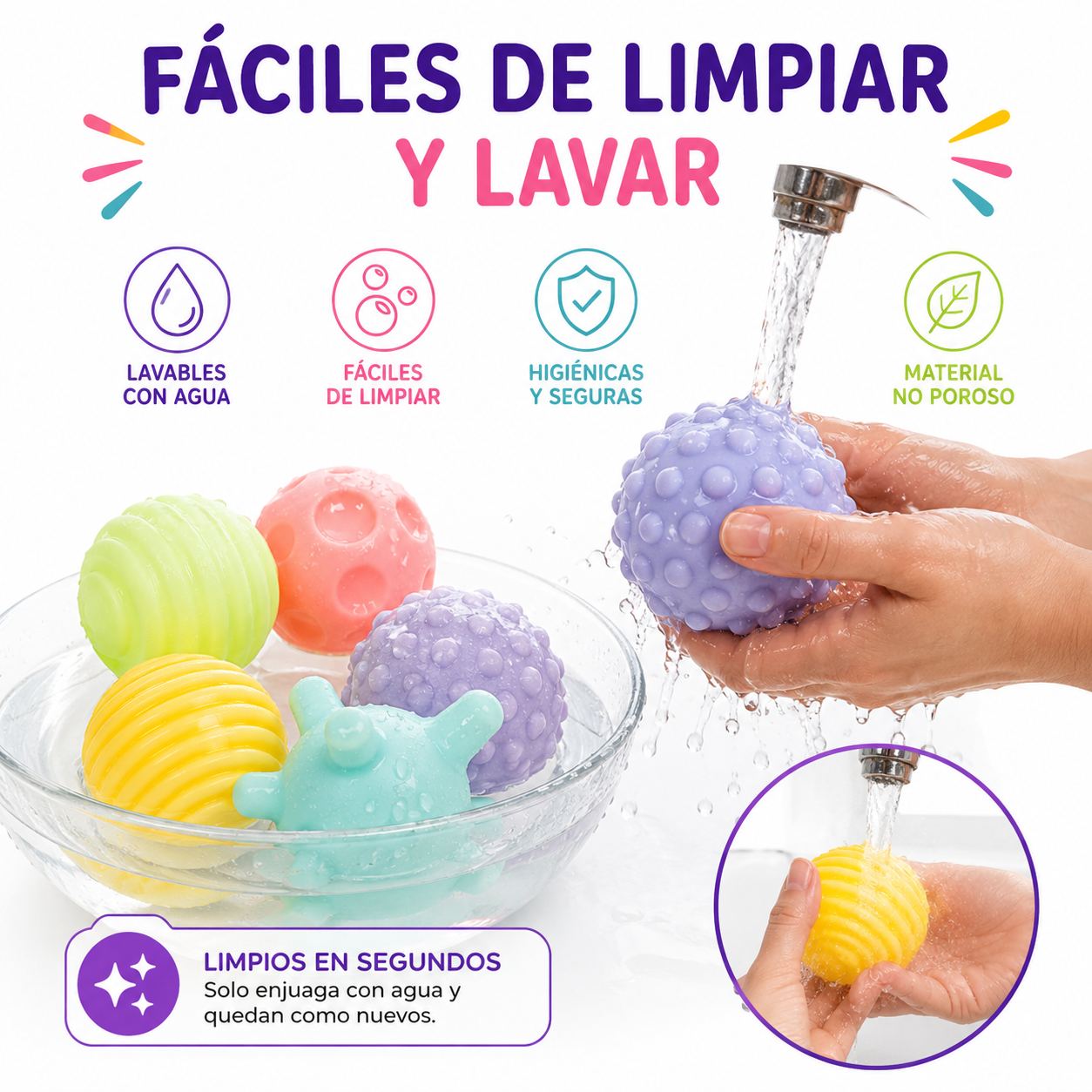 Pelotas Sensoriales Texturizadas para Bebés  Set de 6 Soft Balls Estimulación Temprana 6