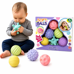 Pelotas Sensoriales Texturizadas para Bebés  Set de 6 Soft Balls Estimulación Temprana