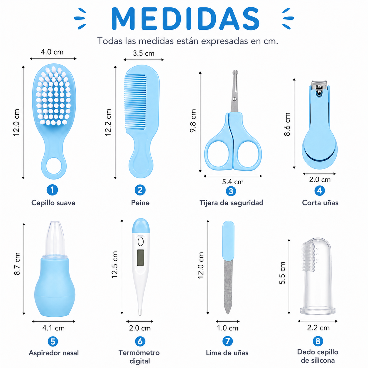 Set Higiene Bebé 8 Piezas con Estuche Portátil  Kit Cuidado Recién Nacido 3