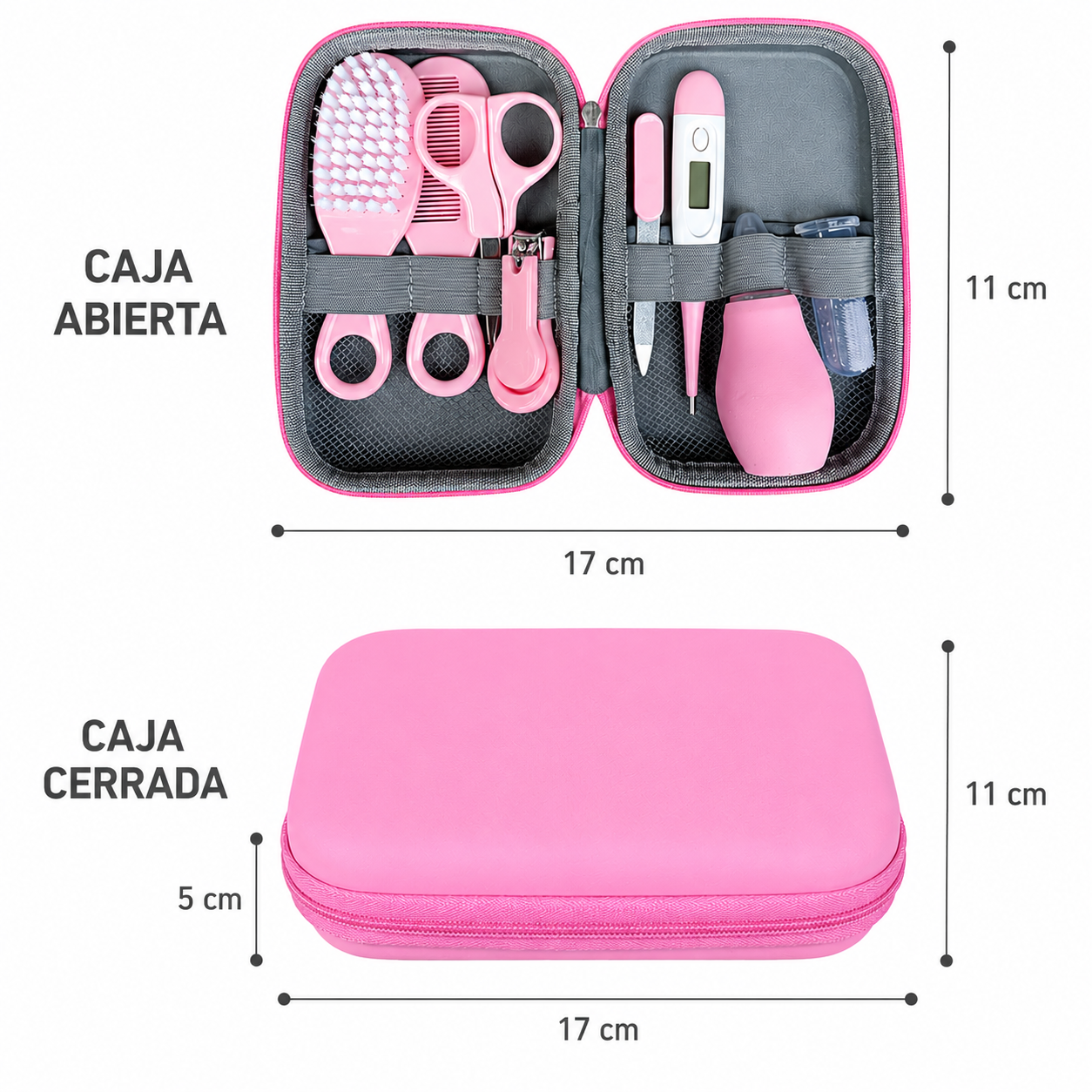 Set Higiene Bebé 8 Piezas con Estuche Portátil  Kit Cuidado Recién Nacido 12
