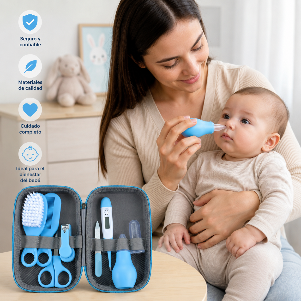 Set Higiene Bebé 8 Piezas con Estuche Portátil  Kit Cuidado Recién Nacido 6