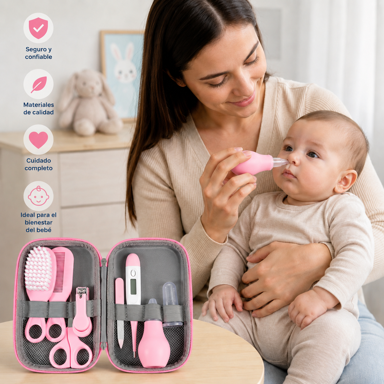 Set Higiene Bebé 8 Piezas con Estuche Portátil  Kit Cuidado Recién Nacido 13