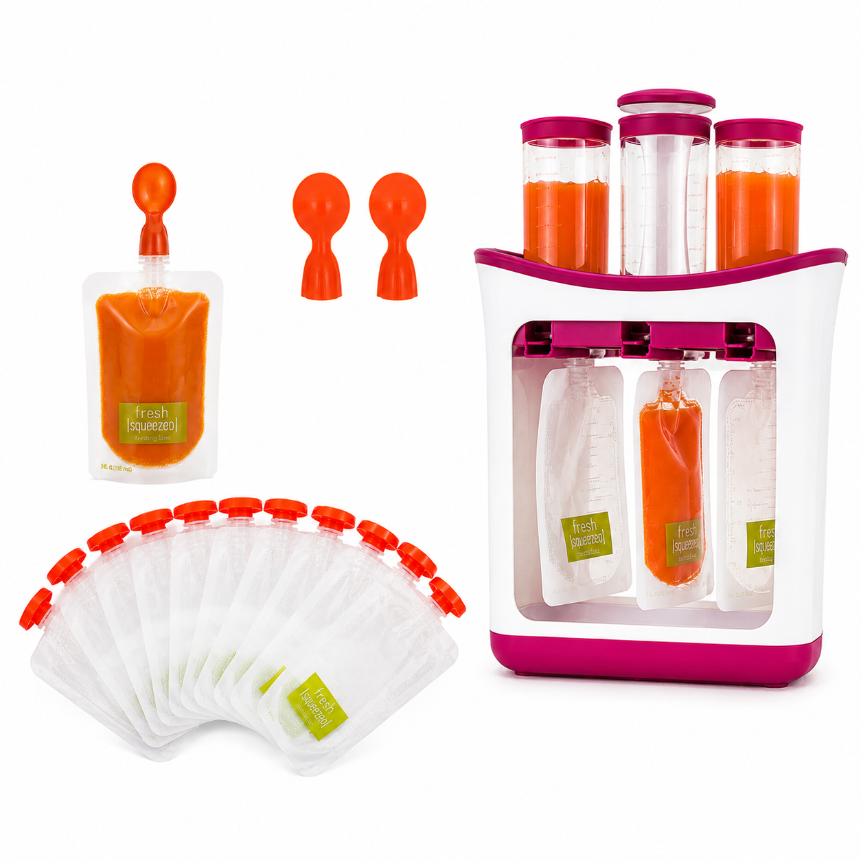Dispensador de Compotas y Papillas para Bebé con 10 Bolsas Reutilizables 1