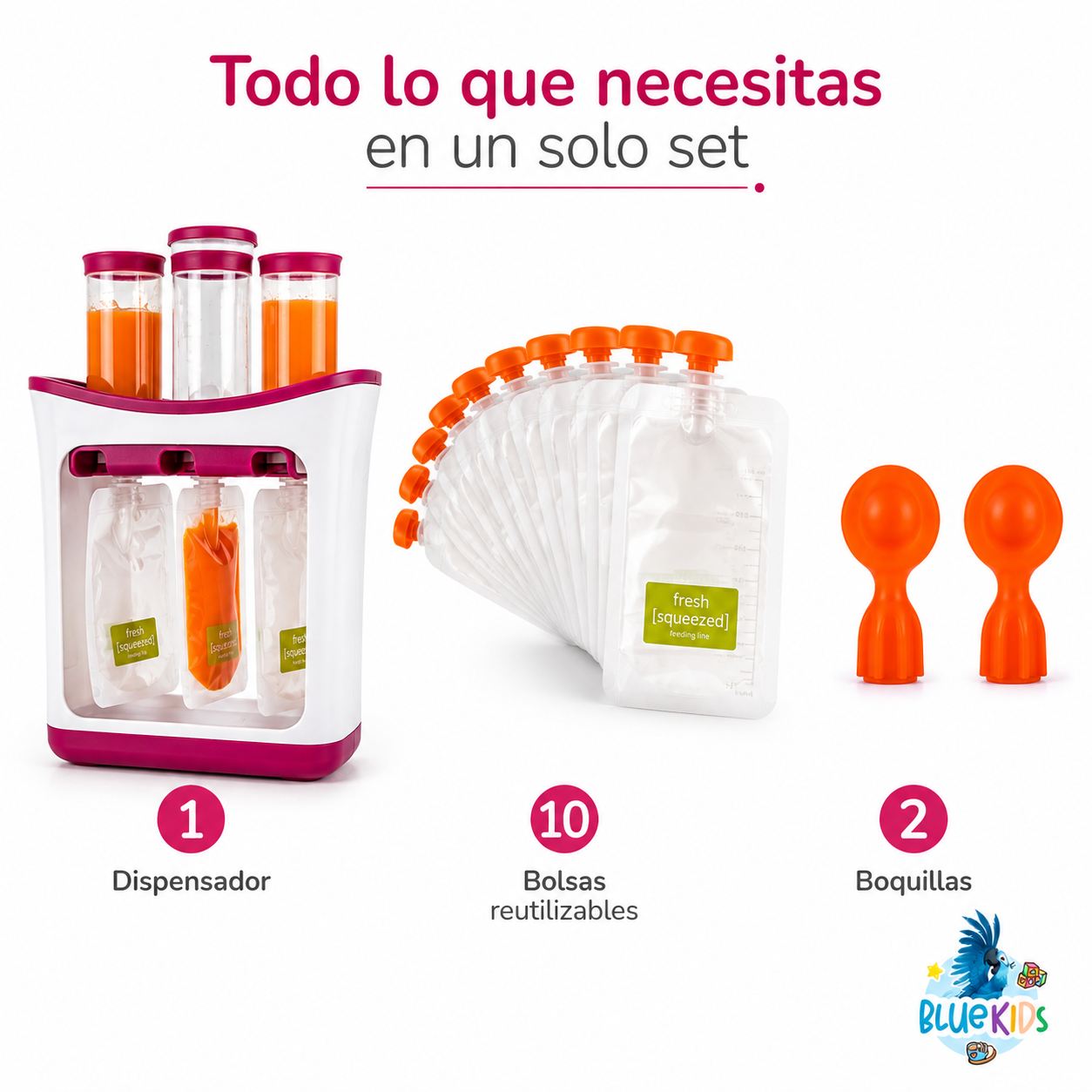 Dispensador de Compotas y Papillas para Bebé con 10 Bolsas Reutilizables 3