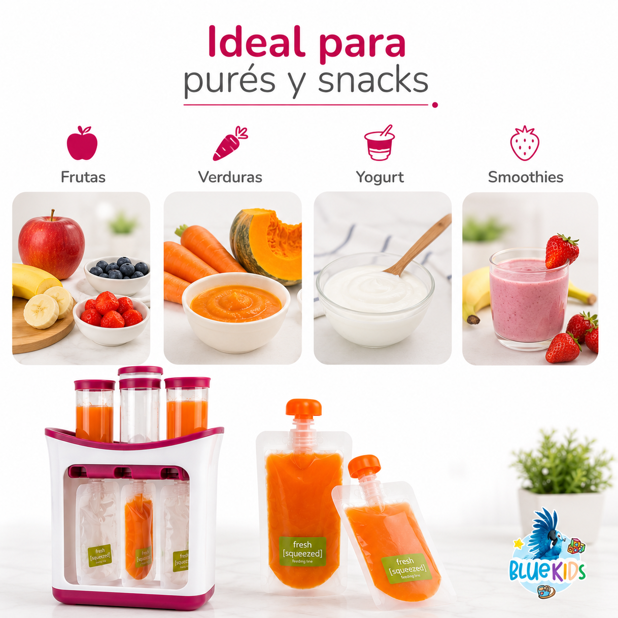 Dispensador de Compotas y Papillas para Bebé con 10 Bolsas Reutilizables 4