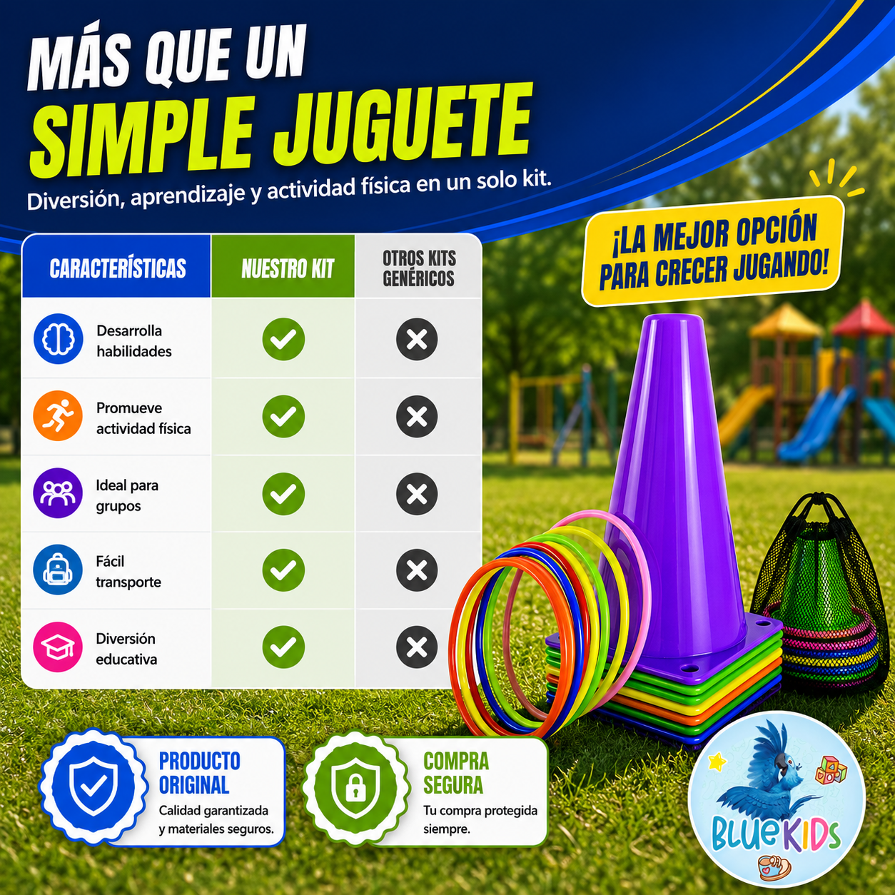 Kit Psicomotricidad Infantil: 6 Conos y 10 Aros Bluekids 9