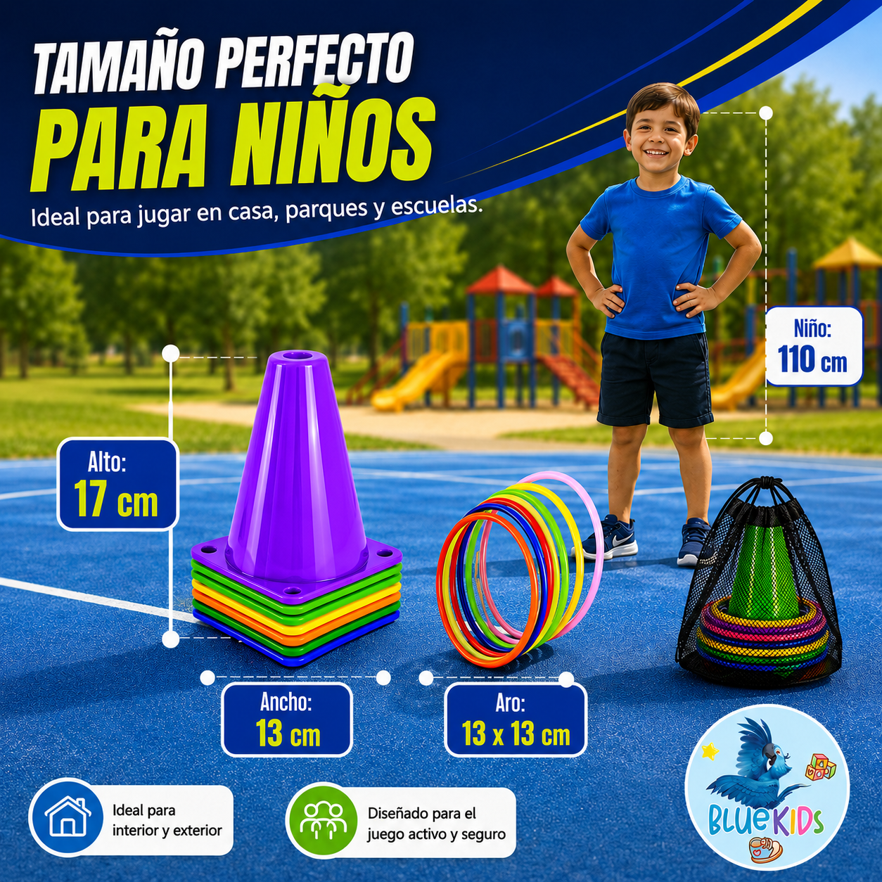 Kit Psicomotricidad Infantil: 6 Conos y 10 Aros Bluekids 10